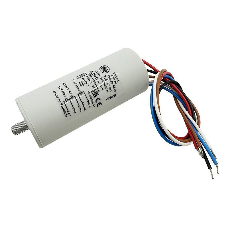 416216514 Condensateur de vmc à triple capacité 3,5µF+4,5µF+6µF- Ø40x92mm - Vis