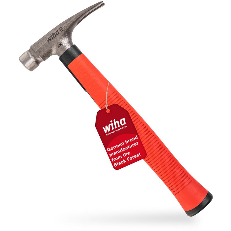 Wiha - Electrician's hammer 300 g (42071), electrician's tool for electrical work, flat surface on the hammer handle for fitting cables and dowels in