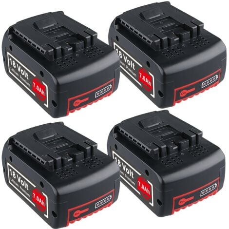 PDSTATION 4×18V 7.0Ah BAT609 Li-on Pour Bosch Professional Batterie GBA 18V BAT618 BAT620 BAT610G GSR GSB GBH GDR GDS GKS GSA GSK 260736092 2607336169