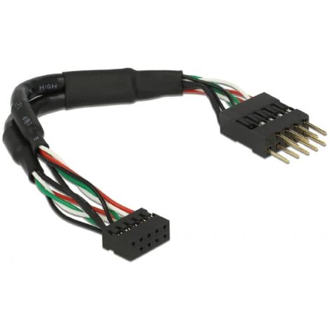 41977 Rallonge Cable USB 2.0 interne Delock (10 broches) 12cm (Noir)