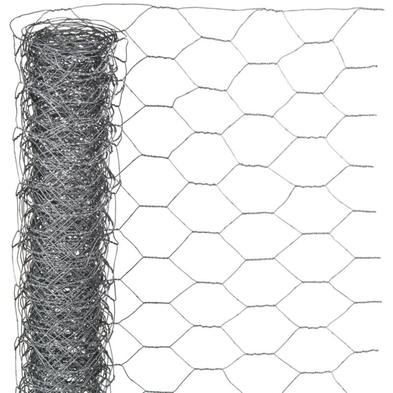 Wire Mesh Hexagonal 1x10 m 40 mm Galvanised Steel - Grey - Nature