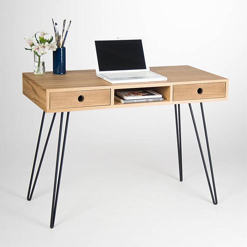 Haloyo - 41cm Pieds Epingle diy Pied de Table Basse avec 2 Tiges Robustes ®, 4pcs,noir