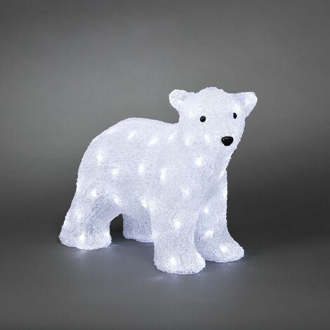 KONSTSMIDE 41cm White Acrylic Polar Bear 64 LEDs - 3D Christmas Decoration In / Outdoor