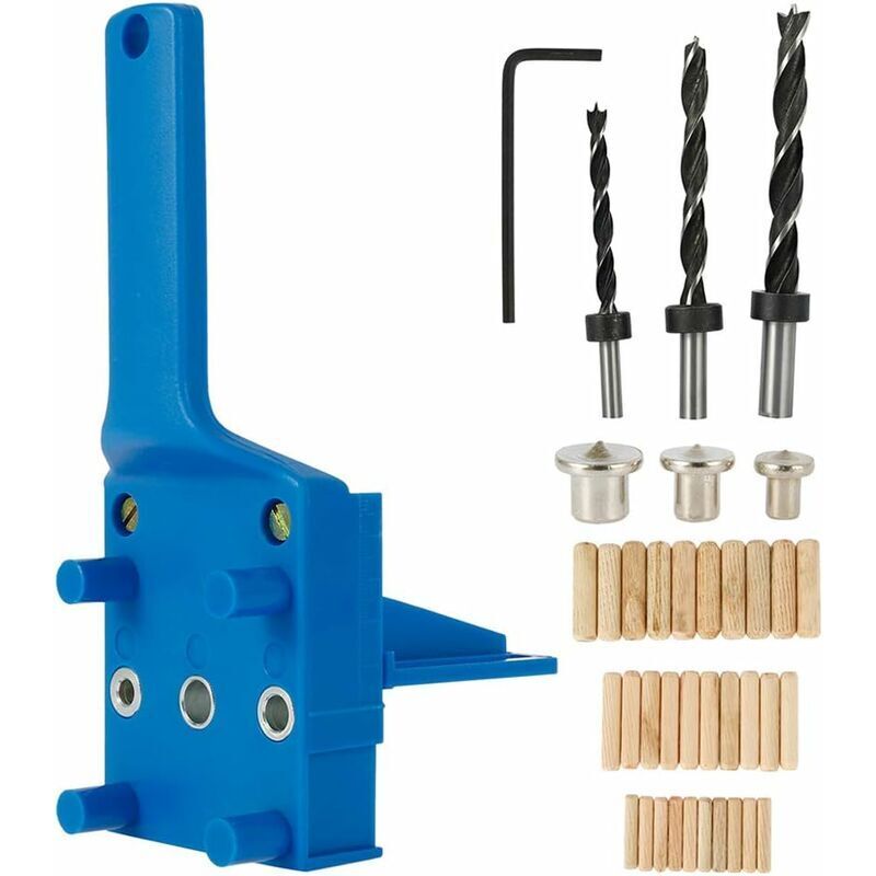 41Pcs Gabarit de Trou de Poche, Kit Guide de Perçage Droit Bois 6/8/10mm, Gabarait de Goujon Menuiserie à Trou Droit, Outil de Perçage Portable,