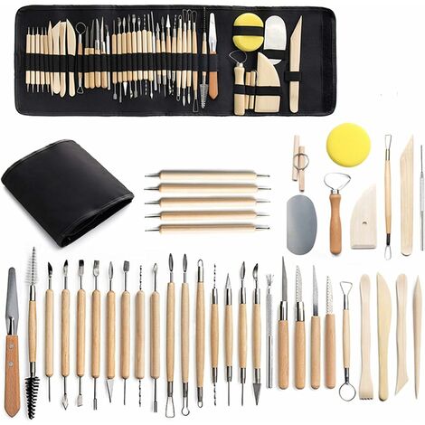 31 Pieces Carving Tools Set With Roll Up Case, Wooden Pottery Sculpting  Tools 22 Pieces + Ceramic Clay Indentation Tools 5 Pieces + Double Ended  Metal