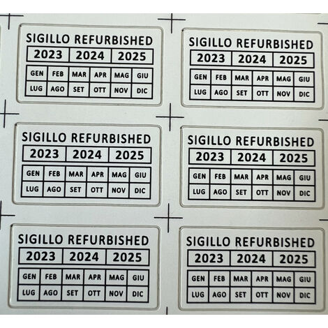 42 adesivi antieffrazione antirimozione REFURBISHED con data e anno