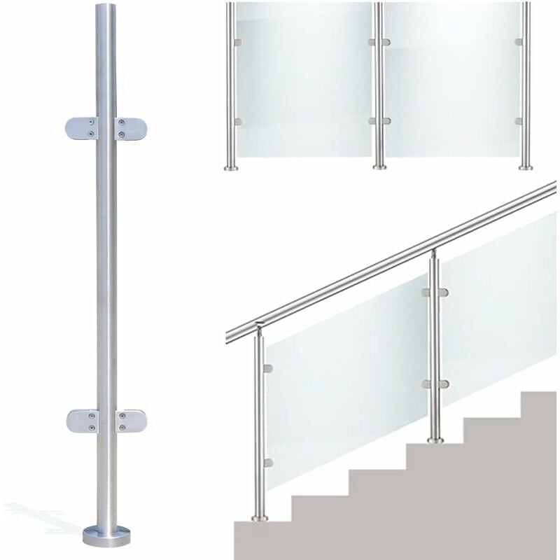 Senderpick - Poteau de garde-corps en verre, poteau de clôture pour escalier Poteau de garde-corps en acier inoxydable Clip en verre pour garde-corps