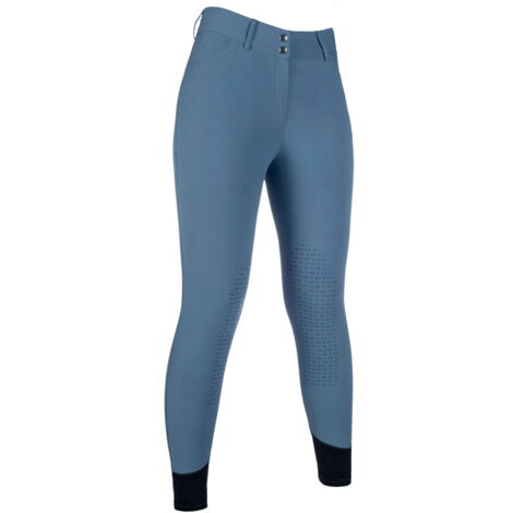 42 IT, Grigio: Pantaloni donna estivi a vita alta con silicone al ginocchio e caviglie elasticizzate modello Essentials Tampa