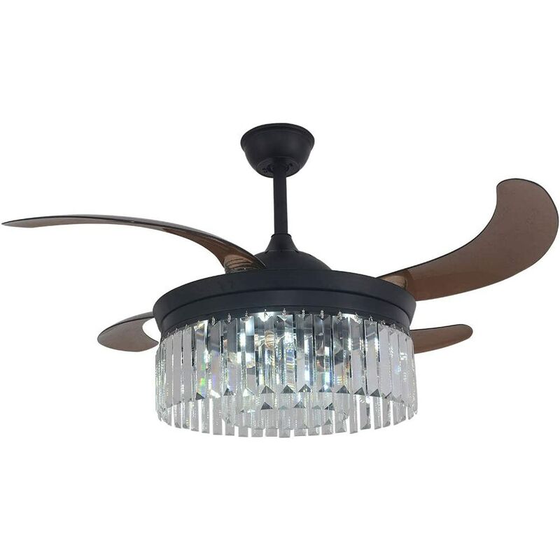 42 '' Kristall Deckenventilator Kronleuchterlüfter Licht Kronleuchter Einziehbarer Deckenventilator