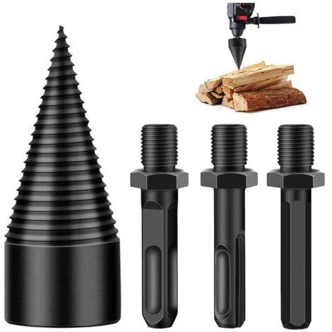 42-mm-Kegel-Holzspaltbohrer – Kohlenstoffstahl – Vierkant-/Rund-/Sechskantgriffe – Für Eiche, Walnuss, Hickory