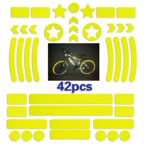 42 pegatinas reflectantes para casco de bicicleta, tiras reflectantes autoadhesivas para bicicleta, pegatinas reflectantes para scooter (amarillas)