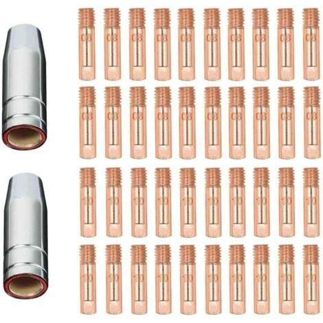 42 pices MB15 15AK buses de gaz buses de contact porte-buse 0,8 mm MIG/MAG consommables pour torche de soudage pointes de contact MIG machine de soudage MIG