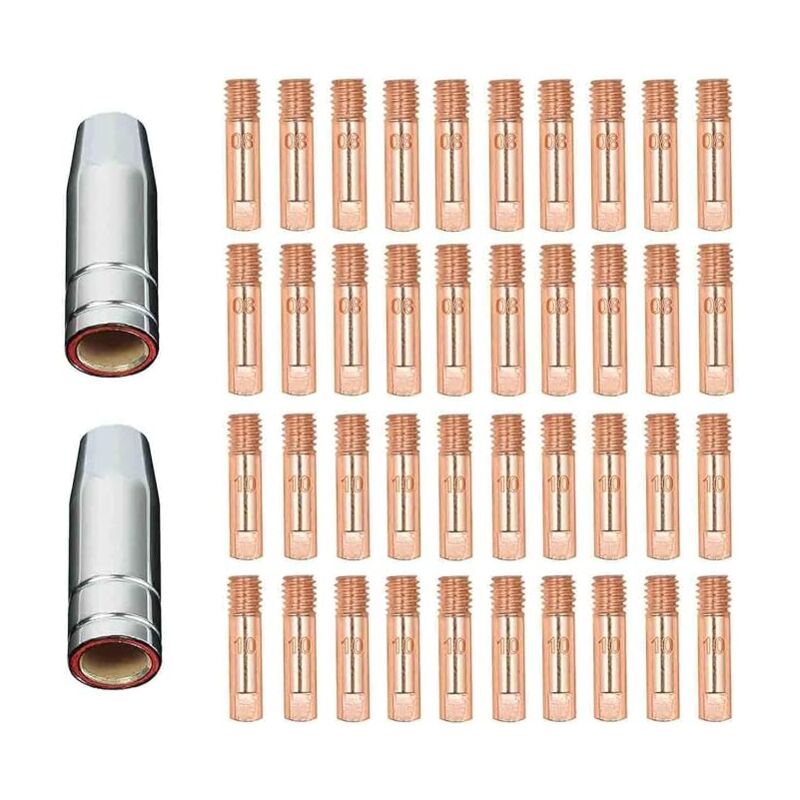 42 pièces MB15 15AK buses de gaz buses de contact porte-buse 0,8/1,0 mm MIG/MAG consommables pour torche de soudage pointes de contact MIG machine de