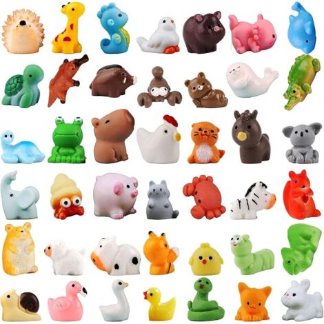 42 Pièces Mini Figurine Résine, Multicolore Mini Figurine Animaux Miniature Petite Figurines Animaux Objet Miniature Ornements Créatifs, pour Aquarium Jardin Micro Paysage Décoration Maison