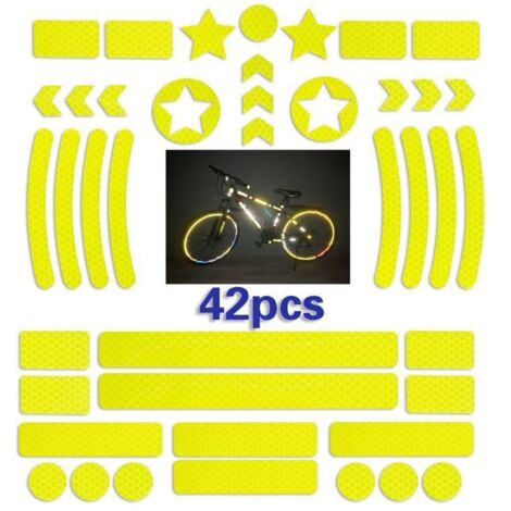 42 Stück Reflektierende Fahrradhelmaufkleber, Reflektierende Fahrradaufkleber, Reflektierende Aufkleber für Fahrräder, Reflektierende Fahrradaufkleber für Roller (Gelb)