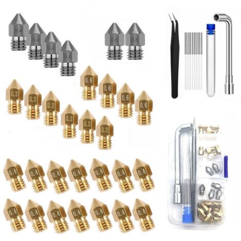 :42-teiliges Düsenset, 0,4 mm Präzisionsmessing-Düsen für Ender 3 V2, Ender 3 Pro und CR 10 Series 3D-Drucker