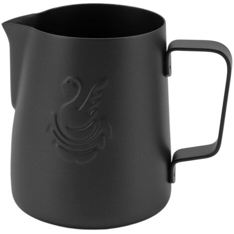 420 ml schwarzer Milchkrug aus Edelstahl 304 für Milchaufschäumer und Kaffee, ideal für Baristas und Kaffeeschaum.