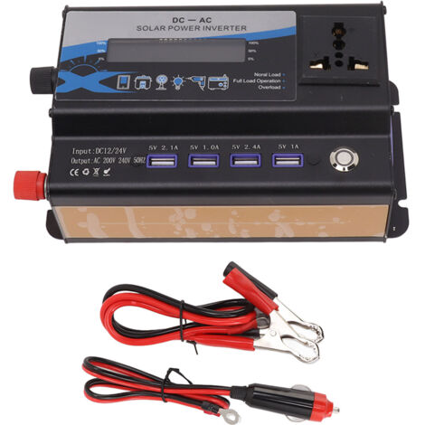 420-W-Kfz-Wechselrichter mit LED-Anzeige, 4 USB-Anschlüssen, Aluminiumlegierung, 12-V-auf-220-V-Wandler, Schwarz