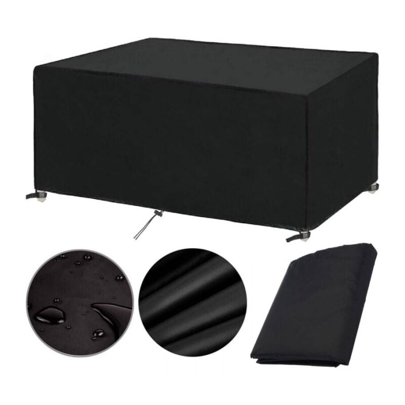 420D housse Salon de Jardin 200x100x75cm Protection Bache Table de Jardin Mobilier Extérieur Imperméable Coupe-Vent Anti-UV Résistant Au Froid Housse