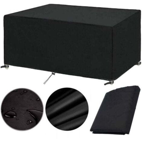 420D housse Salon de Jardin 200x100x75cm Protection Bache Table de Jardin Mobilier Extérieur Imperméable Coupe-Vent Anti-UV Résistant Au Froid Housse de Meuble Tissu Oxford