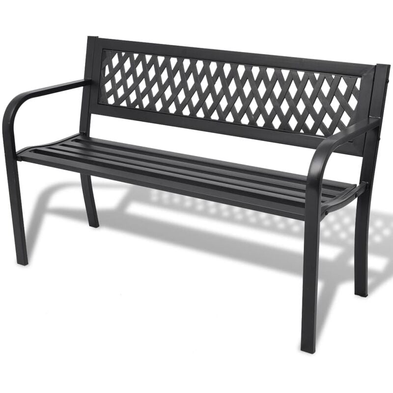 

vidaXL Banco de jardín 118 cm acero negro - Negro