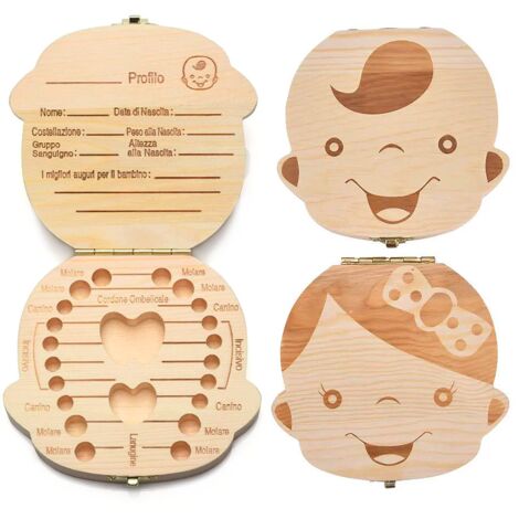 4221 Cajita de madera para guardar los dientes de leche para niña o niño  Modelo: Niña