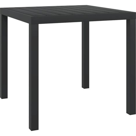 Garden Table Black 80x80x74 cm Aluminium and WPC