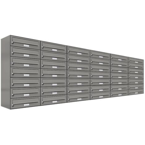 42er Premium Briefkasten Aluminiumgrau RAL Farbe 9007 für Außen Wand Postkasten