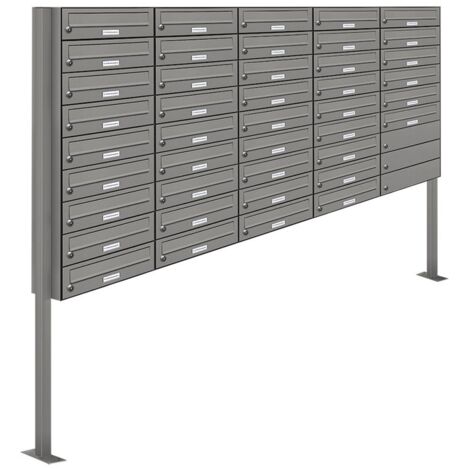 42er Premium Standbriefkasten  RAL 9007 freistehend Postkasten Ständer 5x9