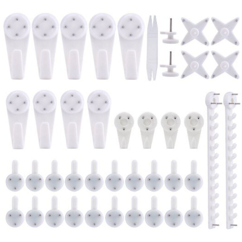42pcs Accroche Tableau Sans Percer Blanc Fixation Murale Sans Percer Crochet en Plastique pour Accroche Cadre Crochet Tableau Cadre Photo Chapeau