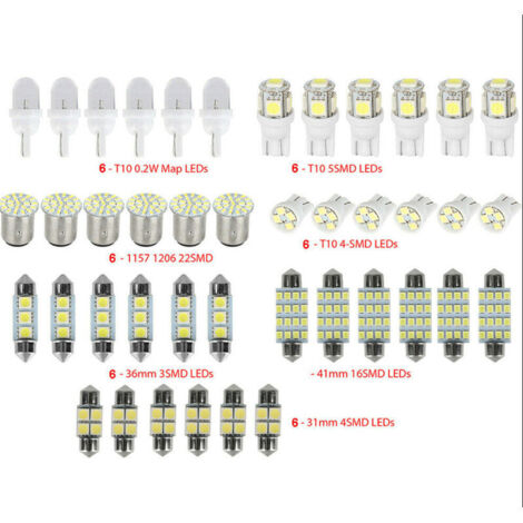 42pcs T10 LED Ampoule de Voiture (Blanc), Universel Voiture LED SMD Ampoules Kit Intérieur Dôme Plaque D'immatriculation Lumières Festoon Carte Lecture Lumière Ensemble De Lampe Mixte