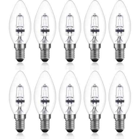 42W E14 C35 Dimmable ampoule halogène AC 220-240V Blanc Chaud 2700K e14 transparante ampoule halogene bougie (10pcs)