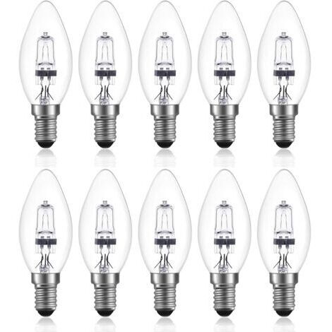 42W E14 C35 Dimmable ampoule halogène AC 220-240V Blanc Chaud 2700K e14 transparante ampoule halogene bougie (10pcs)
