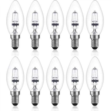 42W E14 C35 Dimmable ampoule halogène AC 220-240V Blanc Chaud 2700K e14 transparante ampoule halogene bougie (10pcs)