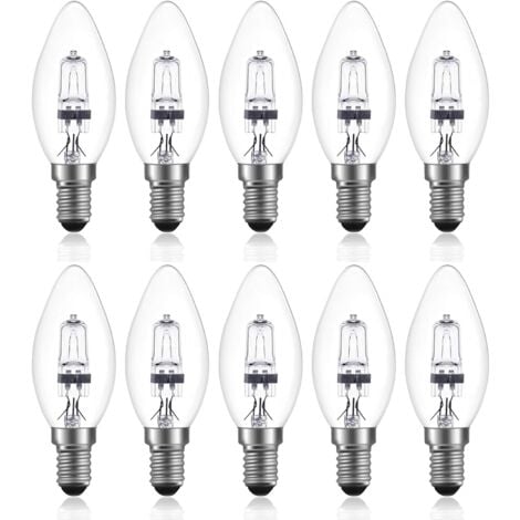 JUSCH 42W E14 C35 Dimmbare Halogenlampe AC 220-240V Warmweiß 2700K e14 transparente Halogenkerzenlampe (10 Stück)