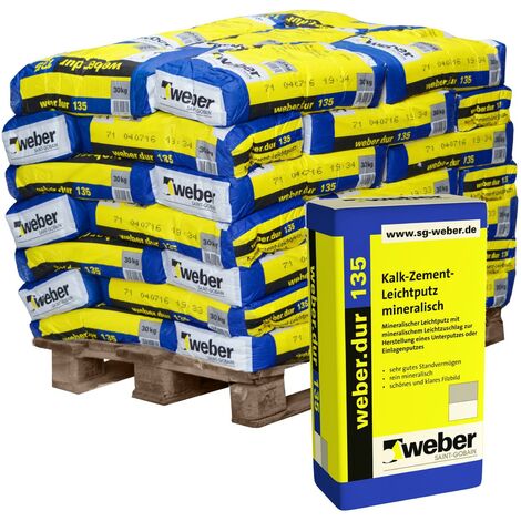 42x weber.dur 135 Kalk-Zement Leichtputz 30kg naturgrau