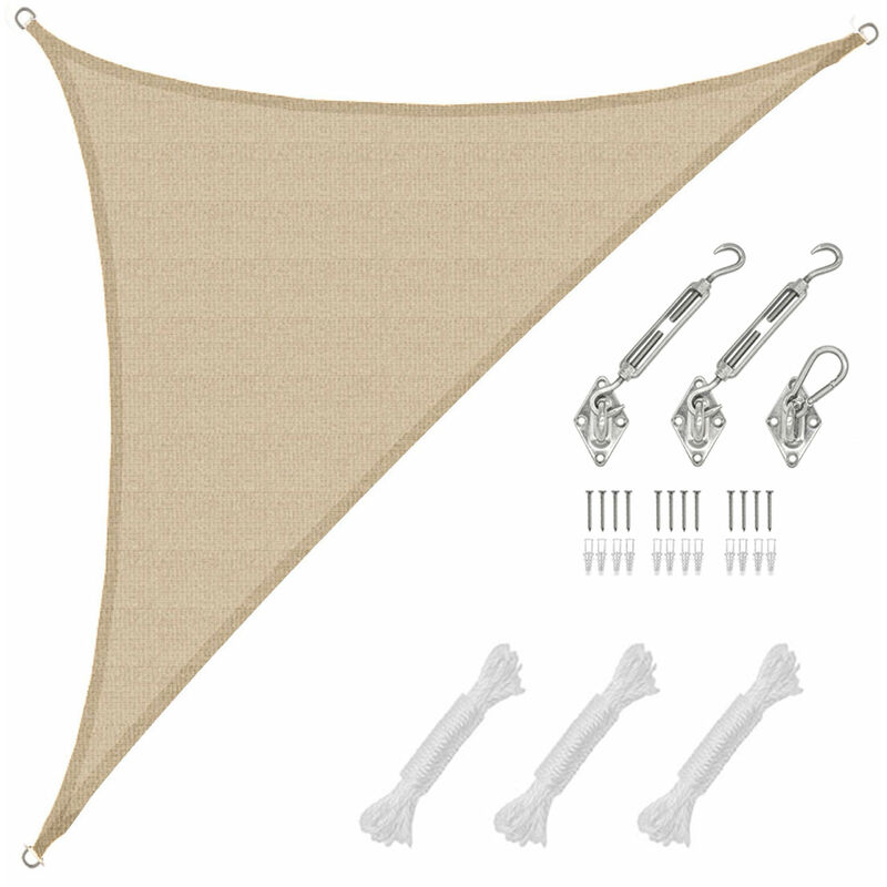 4,2x4,2x6 Voile d'Ombrage Triangulaire Respirante - Toile UV avec Fixation