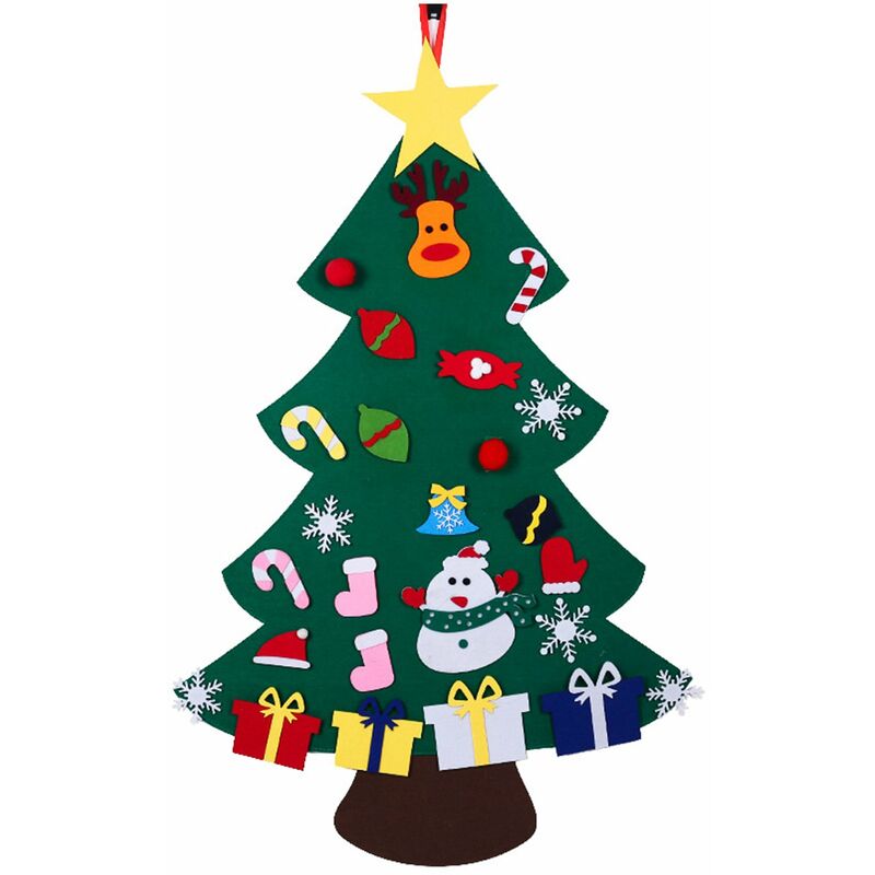 

Happyshopping - 43 pulgadas DIY Fieltro Adornos para arboles de Navidad Decoracion navidena desmontable para el hogar Fiesta en la pared Regalo para