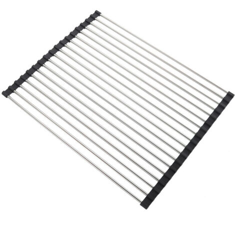 43 x 35 cm Egouttoir Vaisselle Pliable, Séchoir Vaisselle Énroulable, Egoutoire Evier Cuisine, Égouttoir Roulant, Enroulement, Roll Up Pliable, Egouttoir Grille Séchage, pour Cuisine