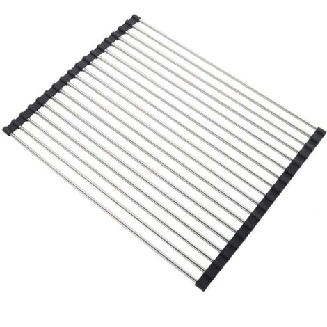 43 x 35 cm Egouttoir Vaisselle Pliable, Séchoir Vaisselle Énroulable, Egoutoire Evier Cuisine, Égouttoir Roulant, Enroulement, Roll Up Pliable, Egouttoir Grille Séchage, pour Cuisine