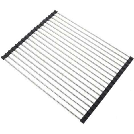 43 x 35 cm Egouttoir Vaisselle Pliable, Séchoir Vaisselle Énroulable, Egoutoire Evier Cuisine, Égouttoir Roulant, Enroulement, Roll Up Pliable, Egouttoir Grille Séchage, pour Cuisine