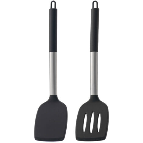 430 acier inoxydable poignée creuse en silicone ustensiles de cuisine ensemble de deux pièces cuisine sauteuse