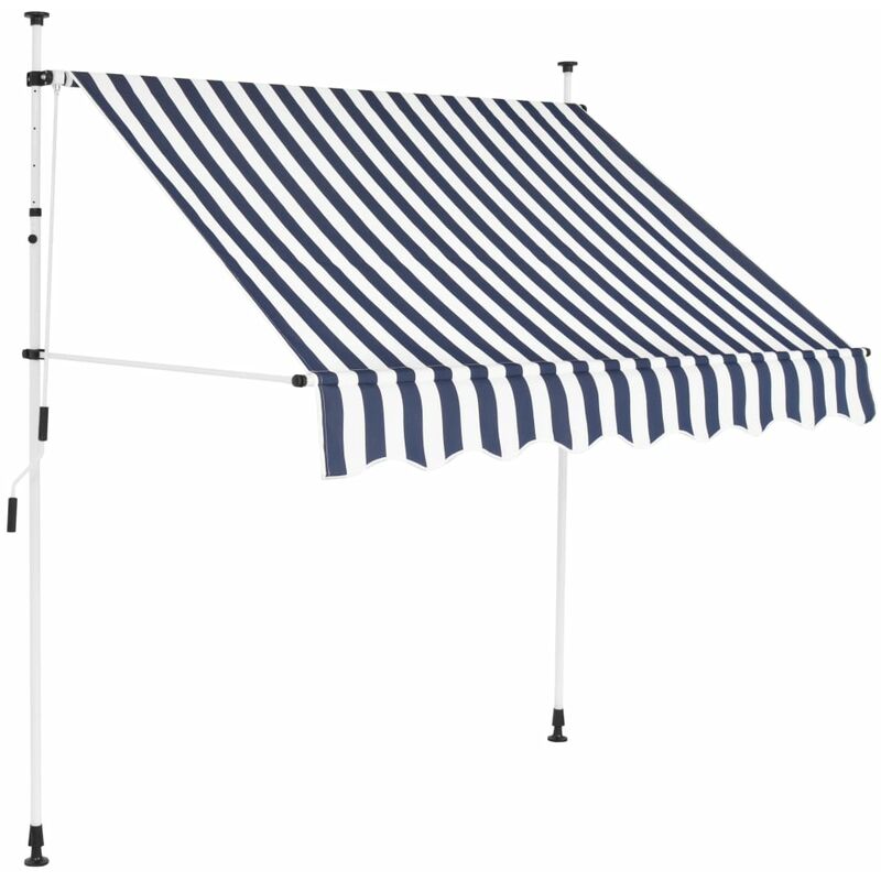 Manual Retractable Awning 200 cm Blue and White Stripes - Blue - Vidaxl