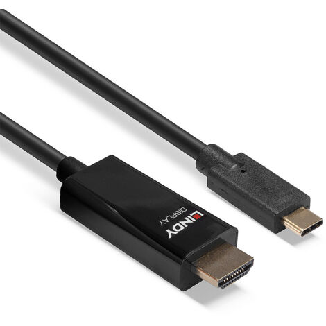 43315 Lindy Cordon USB-C / HDMI 4K (5m) - Cordon USB Type C / HDMI 4K - mâle/mâle - 5 mètres - résolution maximale 4096x2160@60Hz - revêtement plaqué or