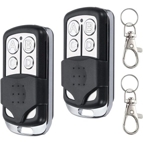 433,92 MHz Télécommande Portail Telecommande Universelle Portail Telecommande Porte de Garage 4 Canaux Télécommandes de Duplicateur de Code Fixe 2pcs