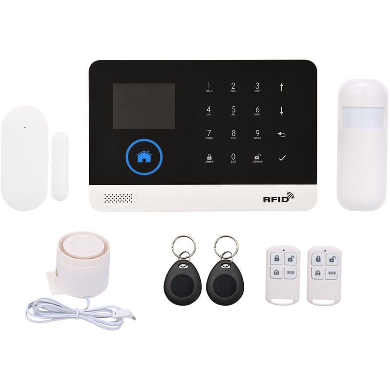 Asupermall - 433MHz Wireless wifi + gsm Auto-dial Alarm Security System lcd Display Door Sensor pir Motion Sensor Phone app Remote Control Compatible