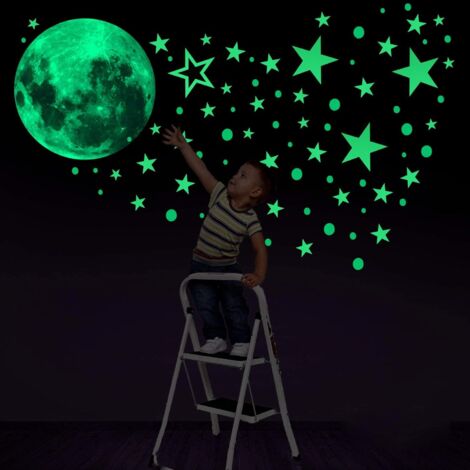 435 Dots Moon and Stars Glow in the Dark Wall Stickers Fluorescent Luminous Ceiling Sticker for Baby Kids Room Decoration