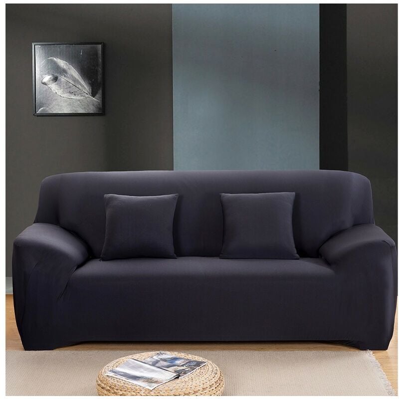 Mediawave Store - 4352 Housse de canapé 2 places couleur unie tissu élastique facile à enfiler Couleur: Bleu