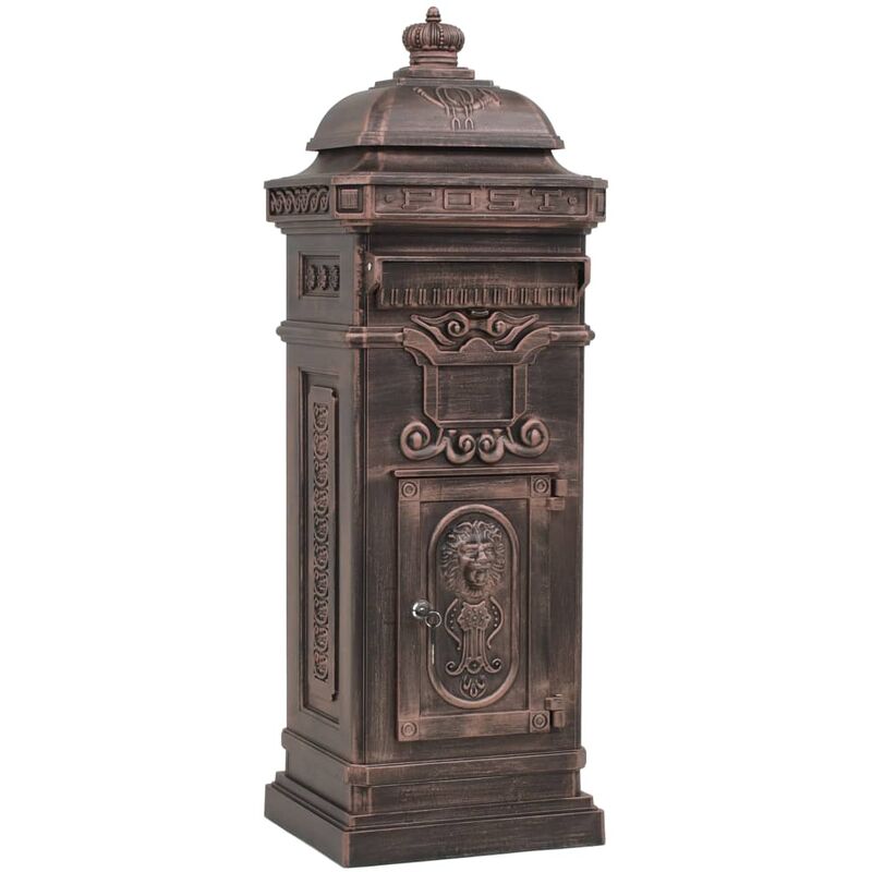 Vidaxl - Pillar Letterbox Aluminium Vintage Style Rustproof Bronze