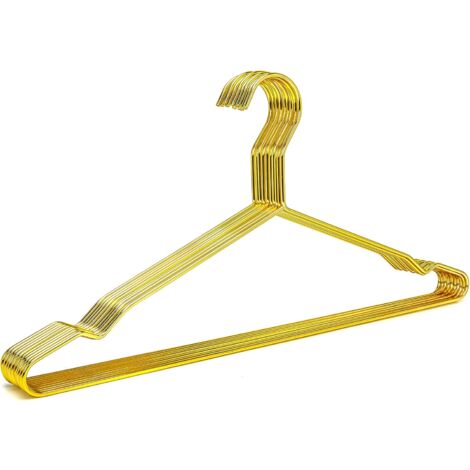 43cm Heavy Duty Gold Metal Clothes Hangers, Space Saving Gold Hangers, Suit Hangers, Blouse Hangers, Trouser Hangers (Gold, 10 Pack)